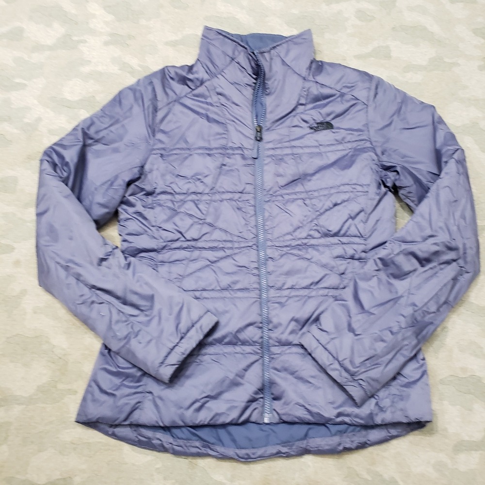 The North Face Puffer Jacket Womens Medium Blue Quilted Full Zip Outdoors Hiking